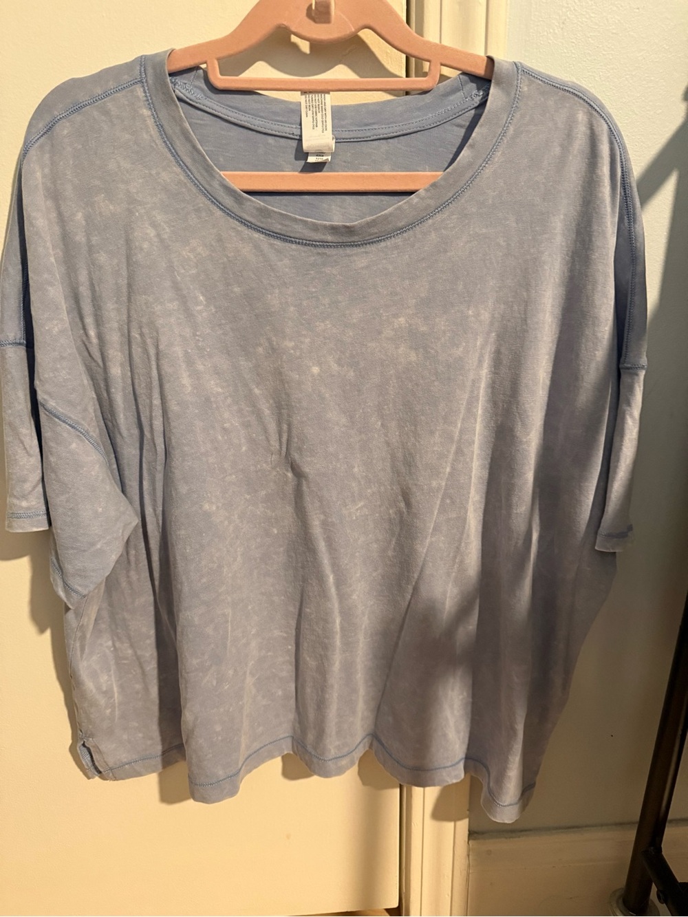 90 Degree By Reflex Mineral Wash Light Blue Oversized Short Sleeve Tee